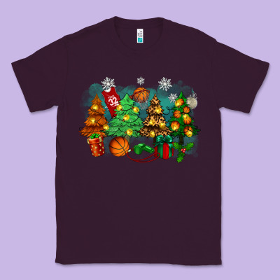 Classic Tee christmas trees with basketball
