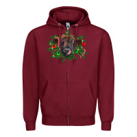 Burgundy Christmas highland calf Zipper Hoodie - RanaPortraitStore