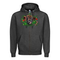 Charcoal Heather Christmas highland calf Zipper Hoodie - RanaPortraitStore