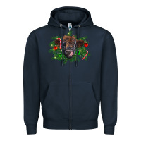 Navy Christmas highland calf Zipper Hoodie - RanaPortraitStore