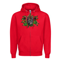 Red Christmas highland calf Zipper Hoodie - RanaPortraitStore