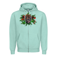 Seafoam Christmas highland calf Zipper Hoodie - RanaPortraitStore