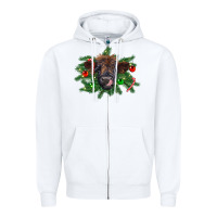 White Christmas highland calf Zipper Hoodie - RanaPortraitStore