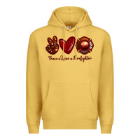 Antique Gold Peace Love Firefighter Premium Hoodie - RanaPortraitStore