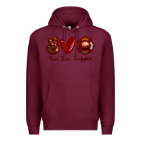 Burgundy Peace Love Firefighter Premium Hoodie - RanaPortraitStore