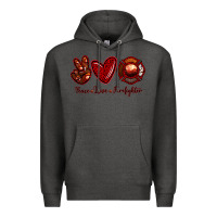Charcoal Heather Peace Love Firefighter Premium Hoodie - RanaPortraitStore