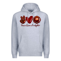 Heather Grey Peace Love Firefighter Premium Hoodie - RanaPortraitStore
