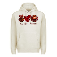 Oatmeal Heather Peace Love Firefighter Premium Hoodie - RanaPortraitStore