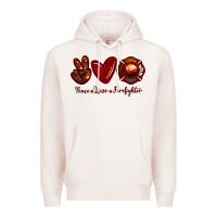 Pale Pink Peace Love Firefighter Premium Hoodie - RanaPortraitStore