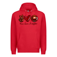 Red Peace Love Firefighter Premium Hoodie - RanaPortraitStore