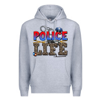 Heather Grey police life Premium Hoodie - AdoDesignShop