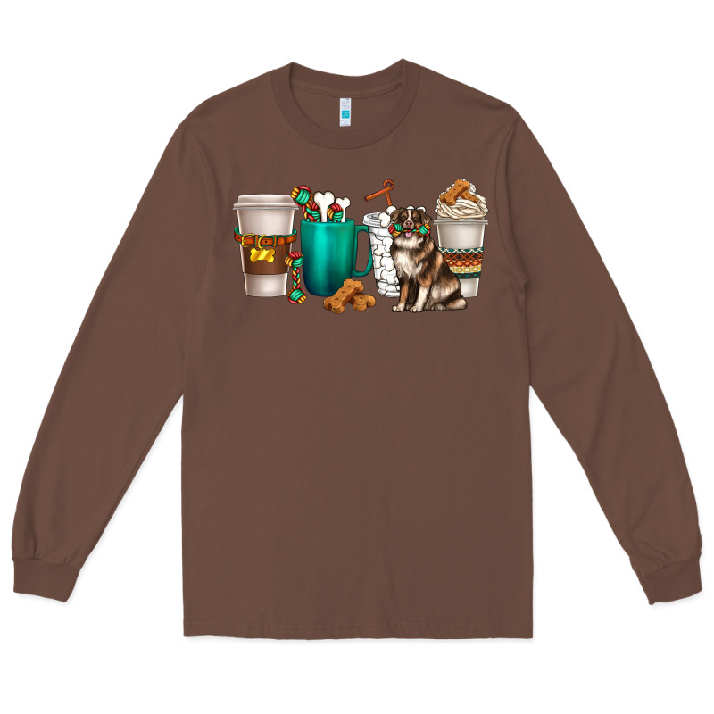 Australian Shepherd Dog Coffee Cups Long Sleeve Tee by texasbilliewilder | Teevron