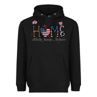 Black home of the free beacuse of the brave Heavyweight Hoodie - CowhideDigitalArt