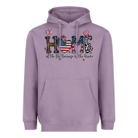 Lavender home of the free beacuse of the brave Heavyweight Hoodie - CowhideDigitalArt