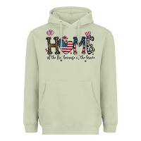 Matcha home of the free beacuse of the brave Heavyweight Hoodie - CowhideDigitalArt