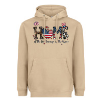 Mushroom home of the free beacuse of the brave Heavyweight Hoodie - CowhideDigitalArt