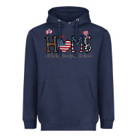 Navy home of the free beacuse of the brave Heavyweight Hoodie - CowhideDigitalArt