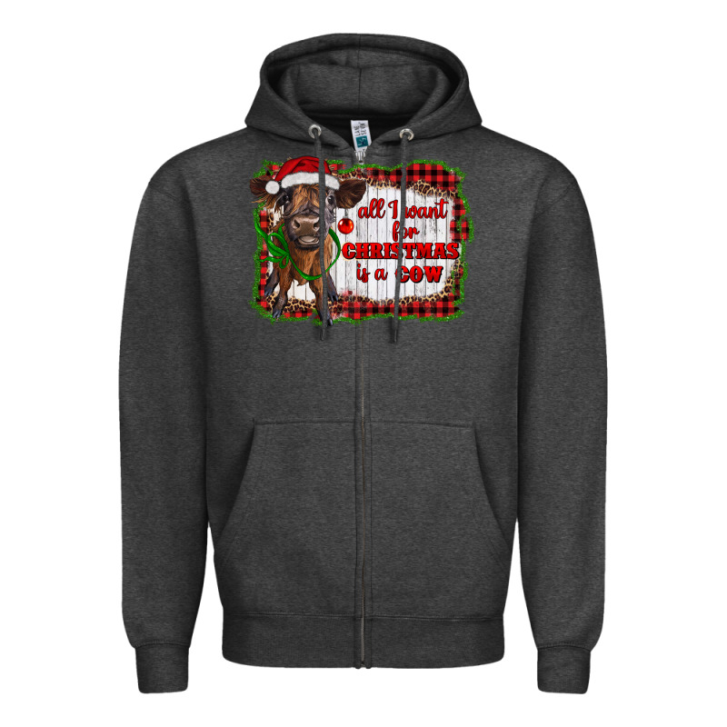 All I Want For Christmas Is A Cow Highland Calf Zipper Hoodie by RanaPortraitStore | Teevron