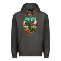 Charcoal Heather serape and sunflower cactus Premium Hoodie - Jasminsmagicworld