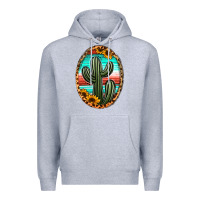 Heather Grey serape and sunflower cactus Premium Hoodie - Jasminsmagicworld
