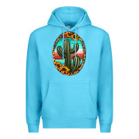 Ocean Blue serape and sunflower cactus Premium Hoodie - Jasminsmagicworld