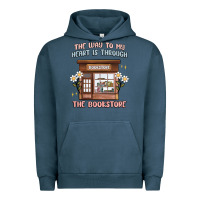Pigment Midnight Navy the way to my heart is through the bookstore Urban Hoodie - MaliasSmallBusiness
