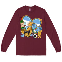 Burgundy argentina  hearts Long Sleeve Tee - texasbilliewilder