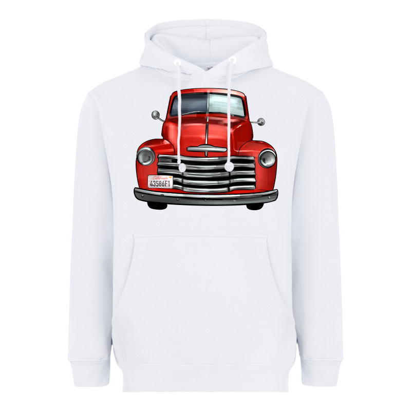 Western Red Truck Front View Heavyweight Hoodie by FaDigitalArtStudio | Teevron