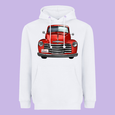 Western Red Truck Front View Heavyweight Hoodie Designed By Fadigitalartstudio