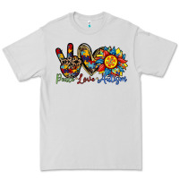 Dove Grey peace love autism sunflower Premium Tee - RacoonDesign