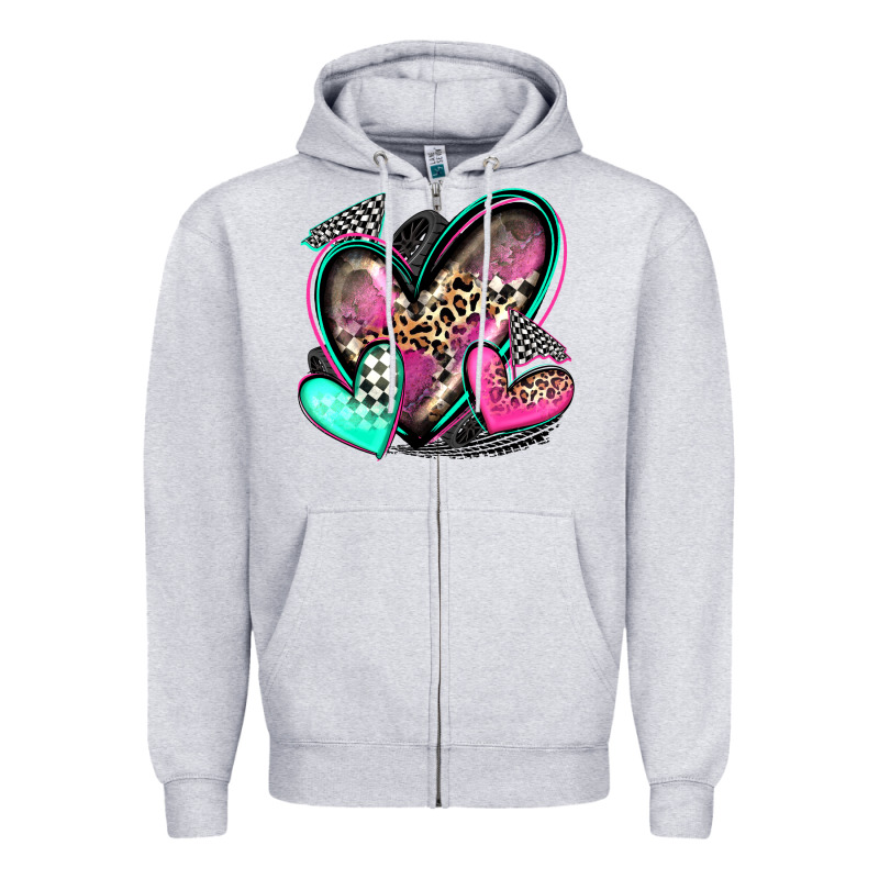 Race Hearts Zipper Hoodie by Zillion Design Studio | Teevron