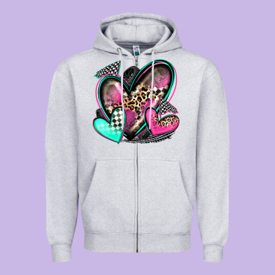 Race Hearts Zipper Hoodie Designed By Zillion Design Studio