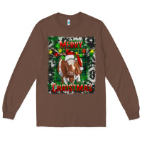 Chestnut Western Merry Christmas Longhorn Cow Long Sleeve Tee - RanaPortraitStore