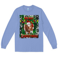 Western Merry Christmas Longhorn Cow Long Sleeve Tee | Teevron