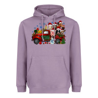 Lavender christmas farm animals truck Heavyweight Hoodie - RacoonDesign