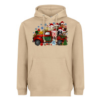 Mushroom christmas farm animals truck Heavyweight Hoodie - RacoonDesign