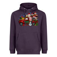 Plum christmas farm animals truck Heavyweight Hoodie - RacoonDesign