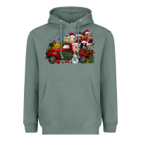 Sage christmas farm animals truck Heavyweight Hoodie - RacoonDesign