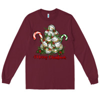Burgundy Merry Christmas Volleyball Long Sleeve Tee - RanaPortraitStore