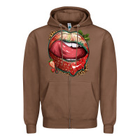 Chestnut strawberry lips with leopard Zipper Hoodie - texasbilliewilder