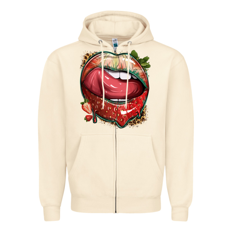 Strawberry Lips With Leopard Zipper Hoodie by texasbilliewilder | Teevron