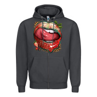 Smoke strawberry lips with leopard Zipper Hoodie - texasbilliewilder