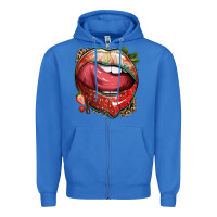 True Royal strawberry lips with leopard Zipper Hoodie - texasbilliewilder