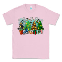 Bubblegum Pink christmas trees with hockey Classic Tee - Zillion Design Studio