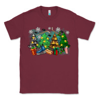 Burgundy christmas trees with hockey Classic Tee - Zillion Design Studio