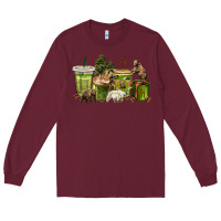 Burgundy bear coffee cups Long Sleeve Tee - texasbilliewilder