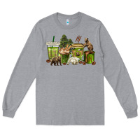 Heather Grey bear coffee cups Long Sleeve Tee - texasbilliewilder