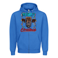 True Royal merry christmas highland calf baby cow Zipper Hoodie - RanaPortraitStore