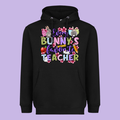 Easter Day Every Bunny's Favorite Teacher Heavyweight Hoodie Designed By Oliviacreatesart