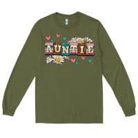 Army Green daisy auntie Long Sleeve Tee - AdoDesignShop